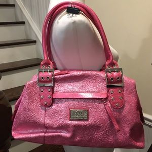 SHARIF 1827 Paisley Pink Shoulder Bag Adjustable Handle Sides